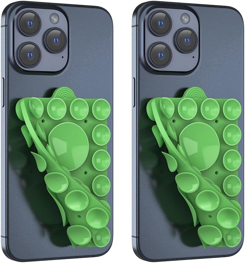 ZYCCER Double Sided Silicone Suction Phone Holder Mount,Compatible with iPhone and Android Cases Hands-Free Mirror Shower Phone Mount Strong Grip Holder (Grass Green, Double Sided 2PCS) - Image 1